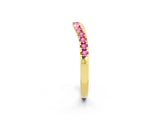 Yellow gold Pink Sapphire Pavé Curved Wedding Band_20