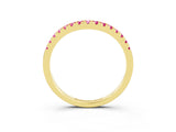 Yellow gold Pink Sapphire Pavé Curved Wedding Band_21
