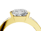 Yellow gold Princess Brilliant Channel-Set Diamond Ring with Bezel Prong Setting_10
