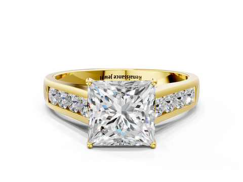 Yellow gold Princess Brilliant Channel-Set Solitaire Ring with Four-Prong Setting_20