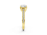 Yellow gold Princess Brilliant Cut Diamond Engagement Ring with Pavé Band and Four-Prong Setting_64