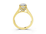 Yellow gold Princess Brilliant Cut Diamond Engagement Ring with Pavé Band and Four-Prong Setting_65