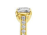 Yellow gold Princess Brilliant Cut Diamond Engagement Ring with Pavé Band and Four-Prong Setting_67