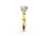 Yellow gold Princess Brilliant Cut Diamond Five-Stone Prong Set Engagement Ring with Channel Band_25