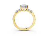 Yellow gold Princess Brilliant Cut Diamond Five-Stone Prong Set Engagement Ring with Channel Band_26