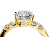 Yellow gold Princess Brilliant Cut Diamond Five-Stone Prong Set Engagement Ring with Channel Band_27