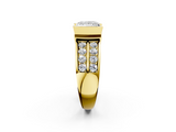 Yellow gold Princess Brilliant Diamond Channel Set Wide Band Ring with Bezel Setting_22