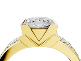 Yellow gold Princess Brilliant Diamond Channel Set Wide Band Ring with Bezel Setting_24
