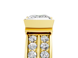 Yellow gold Princess Brilliant Diamond Channel Set Wide Band Ring with Bezel Setting_25