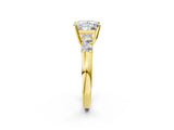 Yellow gold Princess Brilliant Diamond Five-Stone Engagement Ring with Prong Setting on a Classic Band_18