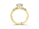 Yellow gold Princess Brilliant Diamond Five-Stone Engagement Ring with Prong Setting on a Classic Band_19