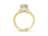 Yellow gold Princess Brilliant Diamond Solitaire with Pavé Band and Four-Prong Setting 4