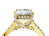 Yellow gold Princess Brilliant Diamond Solitaire with Pavé Band and Four-Prong Setting 5