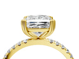 Yellow gold Princess Brilliant Solitaire with Pavé Band and Claw Prong Setting_11