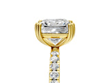 Yellow gold Princess Brilliant Solitaire with Pavé Band and Claw Prong Setting_12