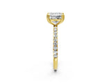 Yellow gold Princess Brilliant Solitaire with Pavé Band and Claw Prong Setting_9