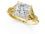 Yellow gold Princess Brilliant Solitaire with Pave Band and Four-Prong Setting_21