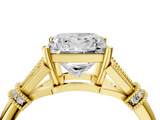 Yellow gold Princess Brilliant Solitaire with Pave Band and Four-Prong Setting_24
