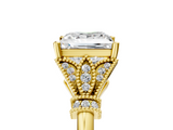 Yellow gold Princess Brilliant Solitaire with Pave Band and Four-Prong Setting_25