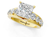 Yellow gold Princess Brilliant Solitaire with Side Stones on a Pave Band and Four-Prong Setting_25
