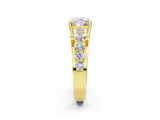 Yellow gold Princess Brilliant Solitaire with Side Stones on a Pave Band and Four-Prong Setting_26