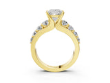 Yellow gold Princess Brilliant Solitaire with Side Stones on a Pave Band and Four-Prong Setting_27