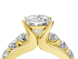 Yellow gold Princess Brilliant Solitaire with Side Stones on a Pave Band and Four-Prong Setting_28