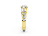 Yellow gold Princess Brilliant Solitaire with Side Stones on a Pave Band and Four-Prong Setting_52