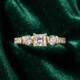 Yellow gold Princess Brilliant Trilogy Channel Set Diamond Ring with Bar Prongs_9