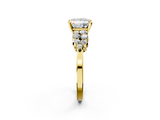 Yellow gold Princess Cluster Diamond Engagement Ring with Pavé Band and Four-Prong Setting_56