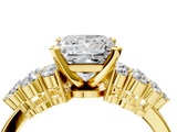 Yellow gold Princess Cluster Diamond Engagement Ring with Pavé Band and Four-Prong Setting_58