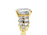 Yellow gold Princess Cluster Diamond Engagement Ring with Pavé Band and Four-Prong Setting_59