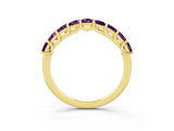 Yellow gold Princess Cut Amethyst Channel-Set Eternity Band with Prong Setting_9
