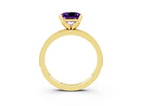 Yellow gold Princess Cut Amethyst Milgrain Pavé Engagement Ring with Four-Prong Setting_15