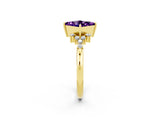 Yellow gold Princess Cut Amethyst Ring with Side Stones and Four-Prong Setting_38