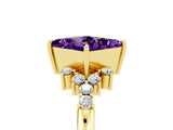 Yellow gold Princess Cut Amethyst Ring with Side Stones and Four-Prong Setting_41