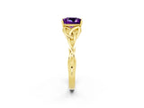Yellow gold Princess Cut Amethyst Solitaire Celtic Knot Ring with Four-Prong Setting_14