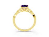 Yellow gold Princess Cut Amethyst Solitaire Celtic Knot Ring with Four-Prong Setting_15