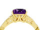 Yellow gold Princess Cut Amethyst Solitaire Celtic Knot Ring with Four-Prong Setting_16