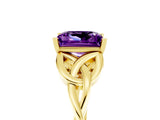 Yellow gold Princess Cut Amethyst Solitaire Celtic Knot Ring with Four-Prong Setting_17