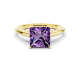 Yellow gold Princess Cut Amethyst Solitaire Engagement Ring with Cathedral Setting and Four-Prong Mount_18