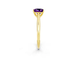 Yellow gold Princess Cut Amethyst Solitaire Engagement Ring with Cathedral Setting and Four-Prong Mount_20