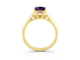 Yellow gold Princess Cut Amethyst Solitaire Engagement Ring with Cathedral Setting and Four-Prong Mount_21
