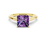 Yellow gold Princess Cut Amethyst Solitaire Engagement Ring with Cathedral Setting and Four-Prong Mount_24