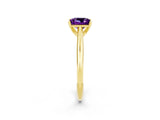 Yellow gold Princess Cut Amethyst Solitaire Engagement Ring with Cathedral Setting and Four-Prong Mount_26