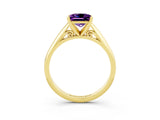 Yellow gold Princess Cut Amethyst Solitaire Engagement Ring with Cathedral Setting and Four-Prong Mount_27