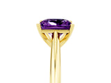 Yellow gold Princess Cut Amethyst Solitaire Engagement Ring with Cathedral Setting and Four-Prong Mount_71