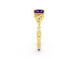 Yellow gold Princess Cut Amethyst Solitaire Engagement Ring with Celtic Knot Band and Four-Prong Setting_2