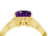 Yellow gold Princess Cut Amethyst Solitaire Engagement Ring with Celtic Knot Band and Four-Prong Setting_4