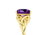 Yellow gold Princess Cut Amethyst Solitaire Engagement Ring with Celtic Knot Band and Four-Prong Setting_5